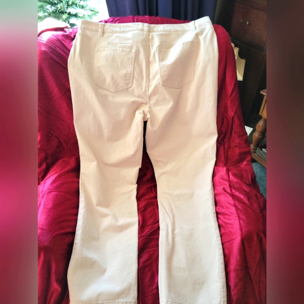 Talbots Women ivory thin-whaled corduroy pants